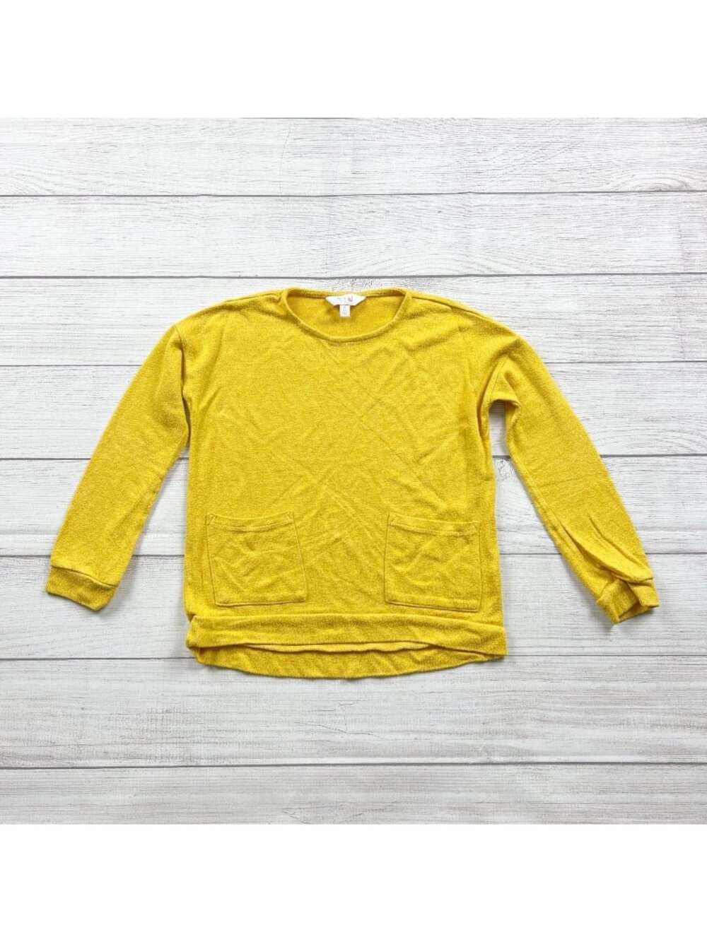 Rumi & Ryder Girls Yellow Long Sleeve Pocket Tunic Sweater S 6-7